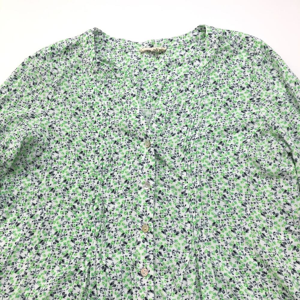 Jane And Delancey Anthropologie Small Peasant Blouse Pleated Button Top Rayon